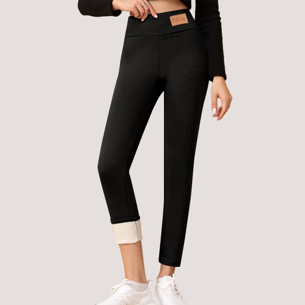 Ladies' Lamb Wool Thickened High Waisted Slimming Pencil Pants With Bottom And Warm Pants