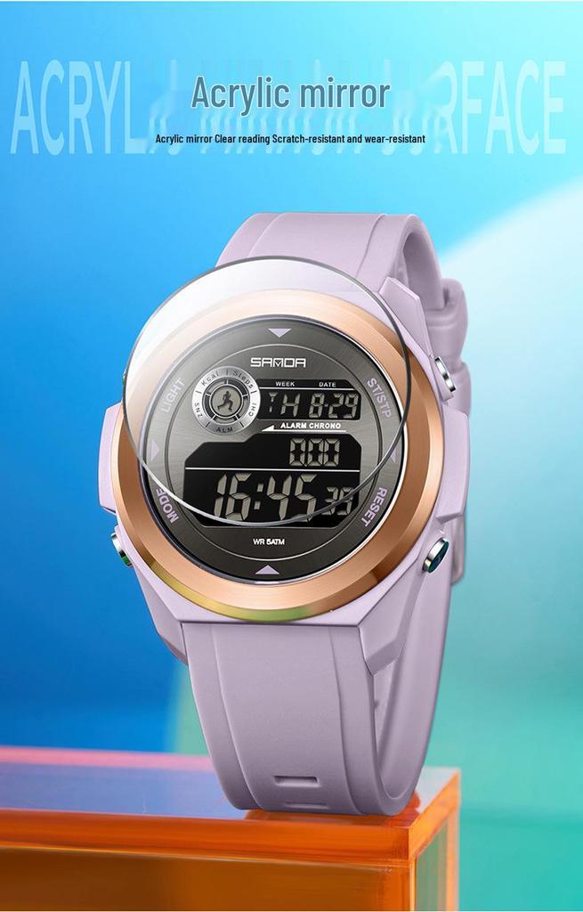 Sanda Sports Waterproof Multifunctional Calorie Wristwatch with Perpetual Calendar for Men and Women - Simple Style Student Electronic Watch