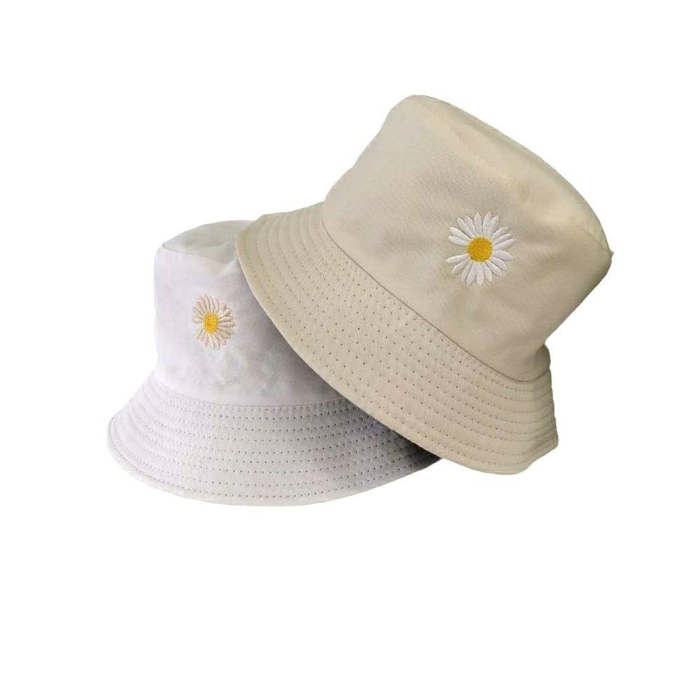 Doublesided Magritte Embroidery Bucket Cap Stylish Sun Protection Fisherman Hat