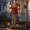 Creepy Clown, Halloween Animatronic, 173 Cm, Glowing Eyes, Sound Activation, Movable Arms and Head, Battery Operated, Plastic, Metal, Red