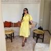 Women's Shirt Collar Short Sleeve Loose Fit Waist Tie Solid Color Shirt Dress
