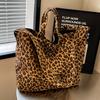 Niche Leopard Print Canvas Tote Bag Women's Bag Casual Large Capacity Fashion Handbag Korean Version Foreign Style Shoulder Messenger Bag