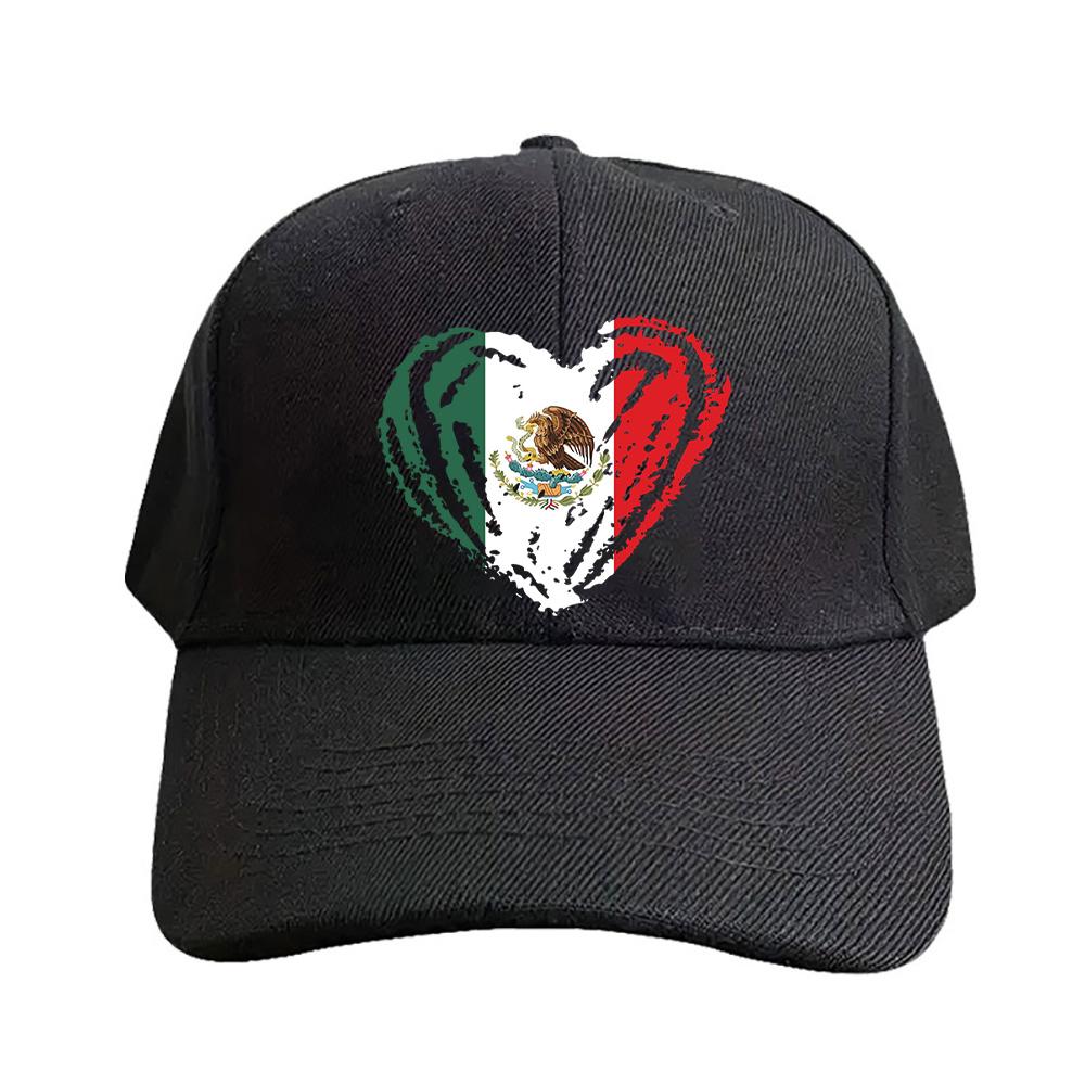Mexico Mexican Flag Heart Love Cinco De Mayo Cap Summer Woman Man Adult Hat Casual Adjustable Funny Dad Printed Baseball Caps