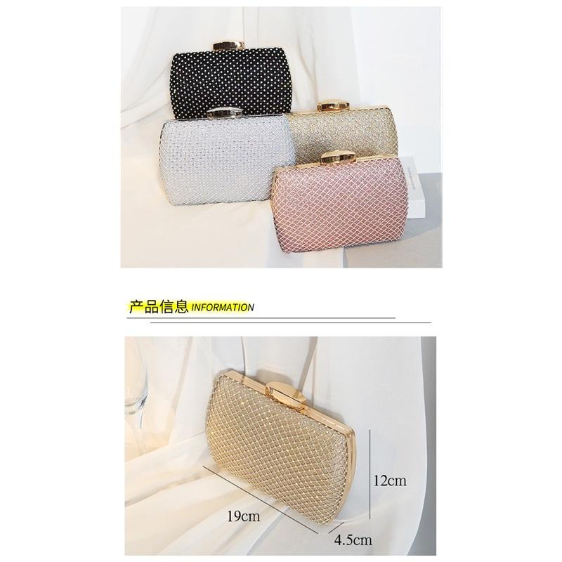 High-end Textured Square Hard Box Evening Clutch Sparkling Rhinestone Decor Chain Crossbody Handbag Women Formal Dress Purse For Banquet Wedding