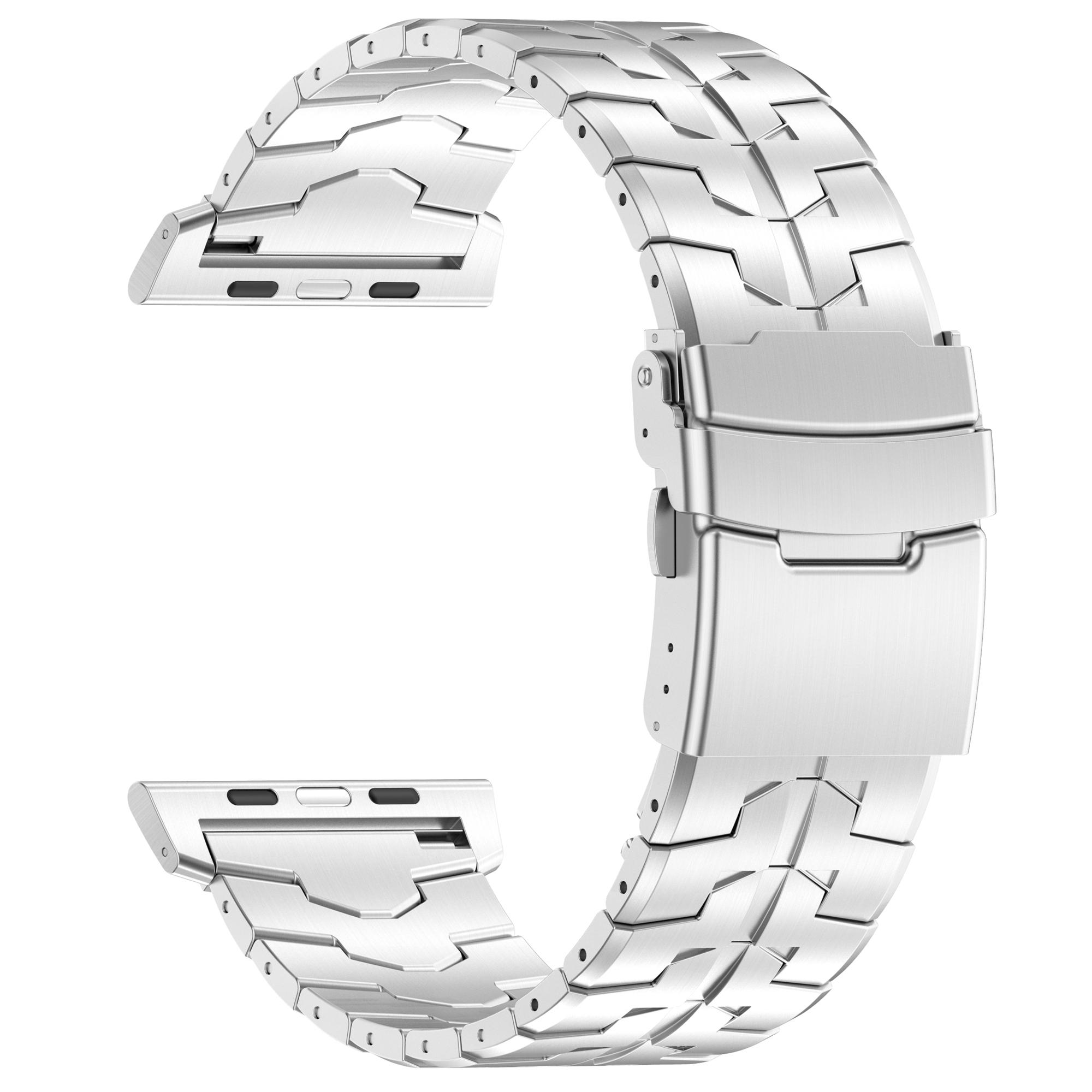 

Ремешок для Apple Watch Series 10 Ultra 9 8 7 SE 6 5 4 3 2 1 46 мм 49 мм 45 мм 44 мм 42 мм из титанового сплава с плоской застежкой Silver