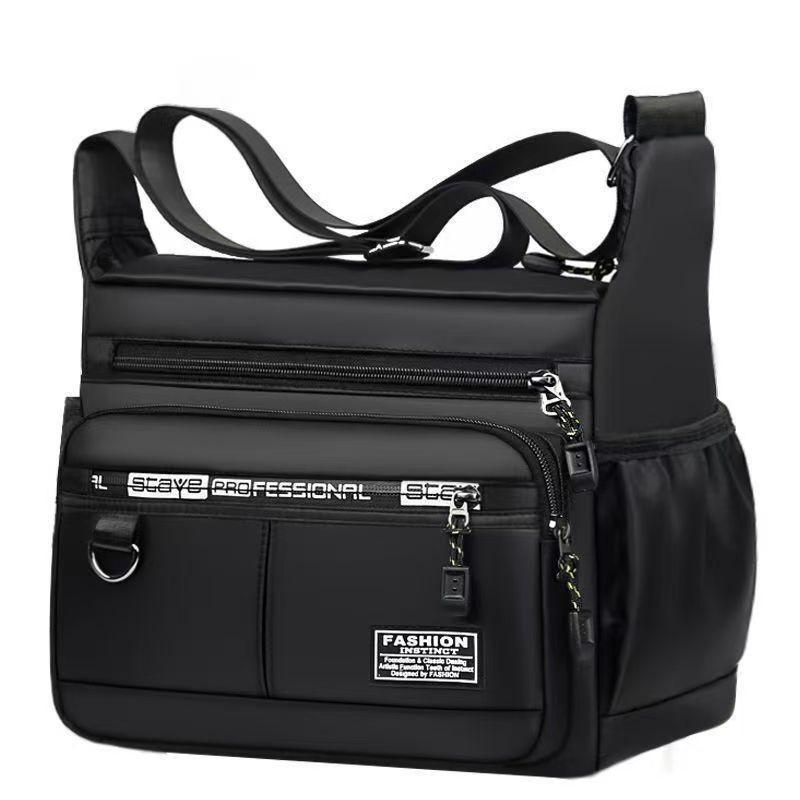 Men's cross-body bag with multi-layered pockets, adjustable shoulder strap, business single-shoulder bag