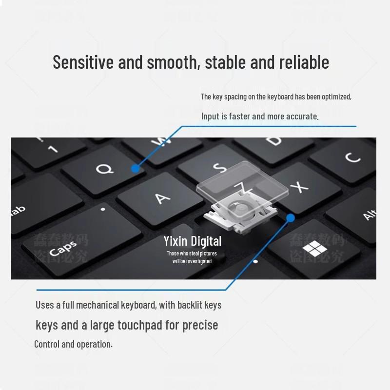 Surface Pro 10/11 Hintergrundbeleuchtete Bluetooth-Tastaturhülle mit Stifthalterung und magnetischer Befestigung