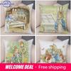 4 Pcs Cute Cartoon Rabbit Cushion Cover For Sofa Home Decor Fairy Tale Lovely Animal Pillowcase Peach Skin Pillow Case