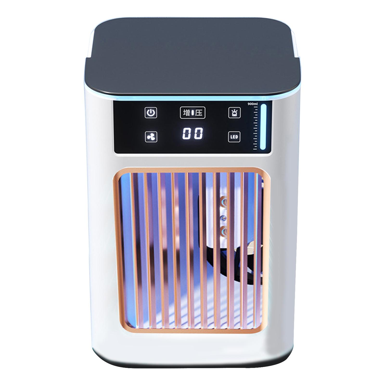 

Miniature Desktop Humidifying Air Conditioner Fan Usb Rechargeable 900ML Water Tank Cooling Fan with Breathing Light