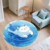 Water Ripple Cat,Round Area Rug,Carpet Rug for Living Room Bedroom Sofa Playroom Decor,Non-slip Floor Mat