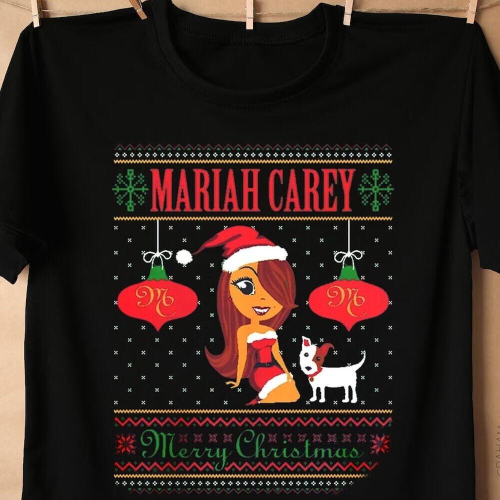 Ugly Christmas MARIAH CAREY Shirt Short Sleeve Black Unisex S-2345XL  IM0941 Unisex T-Shirt S