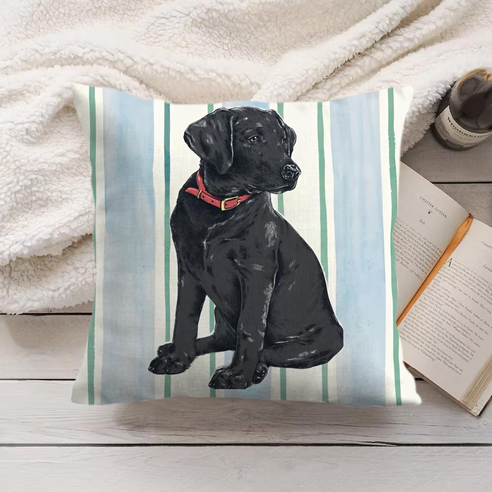 Simple Striped Marine Dog Cushion Cover Silky Short Plush Invisible Zipper Dustproof Sofa Pillow Case For Home Decor