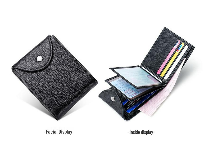 Genuine Leather Bi-Fold Wallet & Multifunctional Driver's License Holder with ID Slots & Card Sleeves