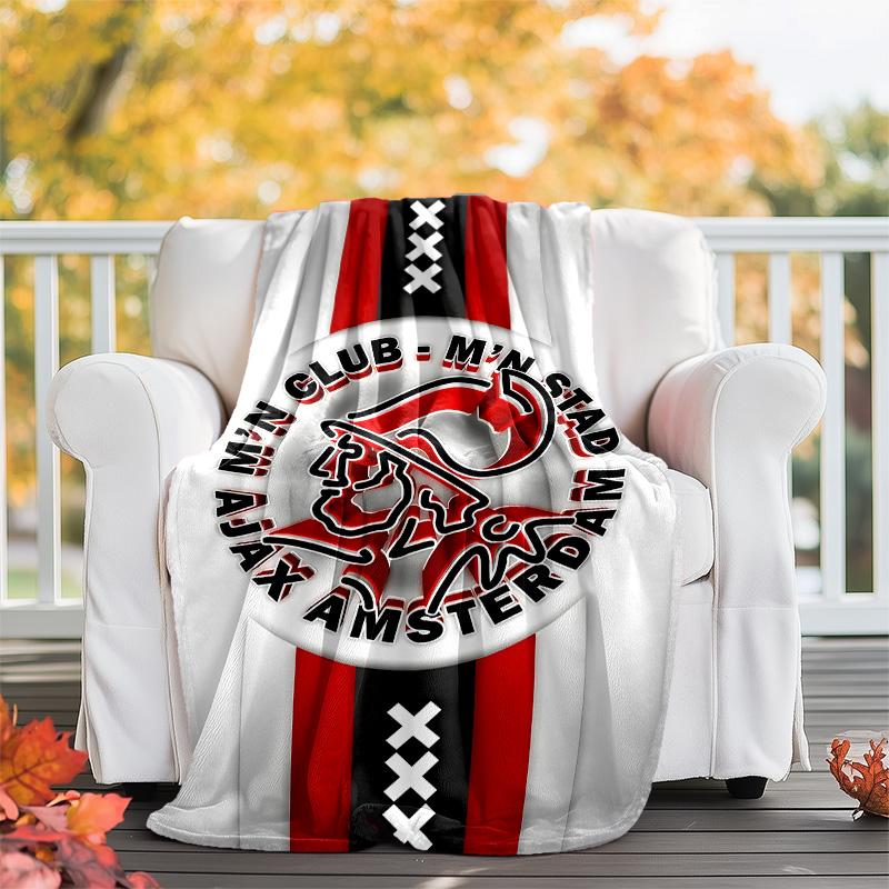 1pc Ajax FC Theme Blanket - Digital Print, Polyester, Cozy for All Seasons, Perfect for Outdoor, and Travel