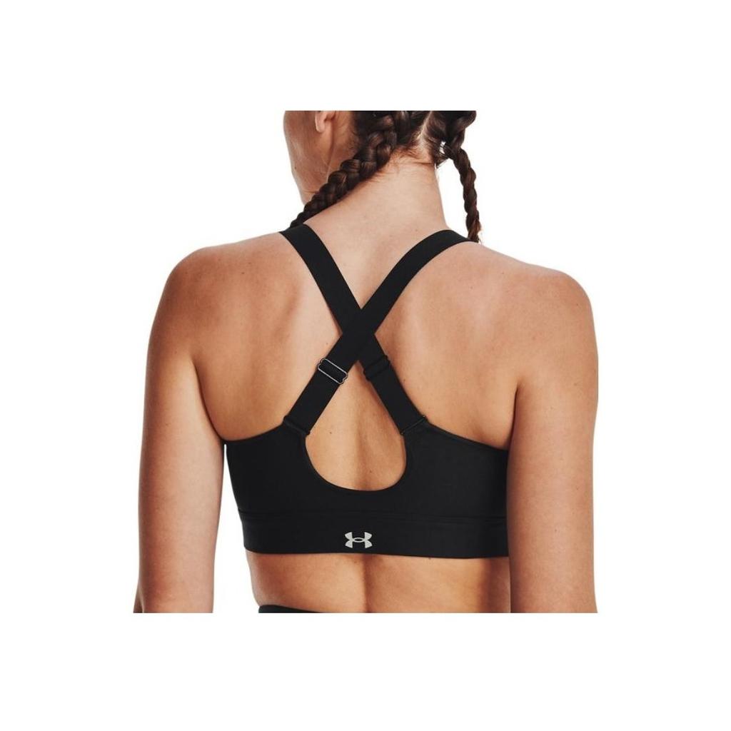 Under Armour Solid Color Zip Double Strap Sports Bra Women underwear Black 1374122-001