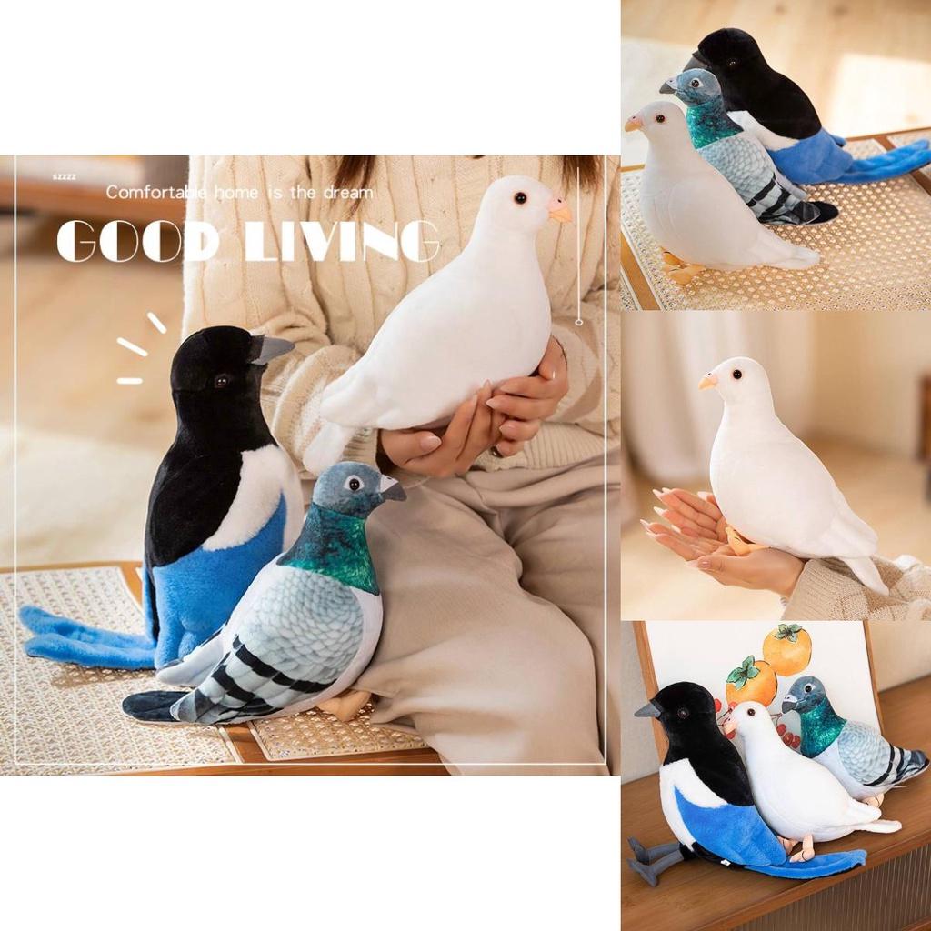 Realistic Plush Pigeon Toy With Soft Pp Cotton Filling, Perfect For Decor And Gifts, Available In White And Green