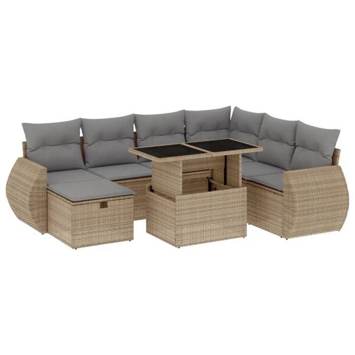 VidaXL Garden Lounge Set with Cushions 8 Pcs Beige Braided Resin 3275159