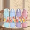 1PC Floral Mama Letter Art 750ml Color Plastic Sports Water Bottle Leakproof Flip Straw Lid Suitable for Sports Office Home Use
