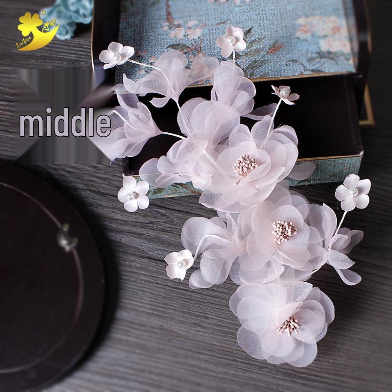 Elegant Pink Silk Flower Hair Clip: Mori-Style Headdress for Brides and Photo Styling