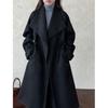 Johnature Modny Długi Zamszowy Płaszcz Wygodna Kurtka z Dużym Klapą Kobiety Jesienne Płaszcze