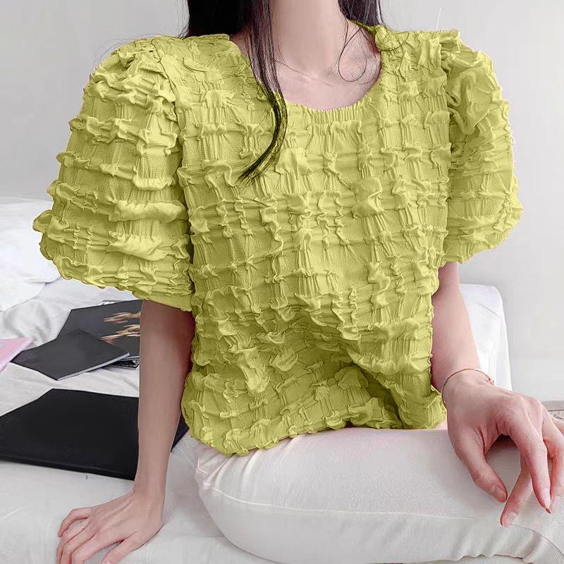 

ZANZEA Женская элегантная повседневная блузка с круглым вырезом и коротким рукавом на лето L