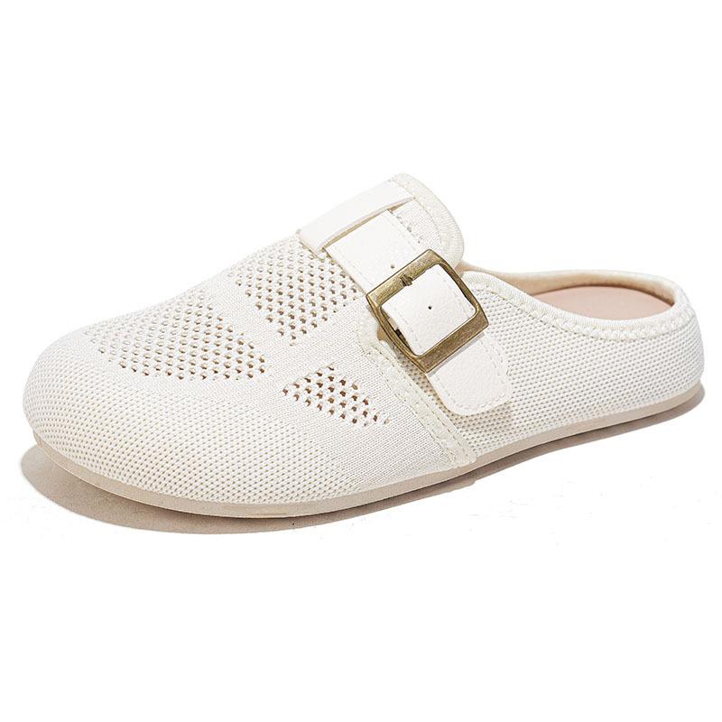 Fashion New Women's Mesh Baotou Half Slippers Summer Hot Sale Lightweight Breathable Flats Shoes Outdoor Woman Sandals With Arch Support