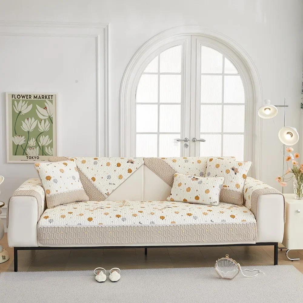 

Al Lseason Универсальный коврик для дивана Полотенце Твил Хлопок Стиранный Противоскользящая Подушка для сиденья Мелкий цветочный Пылезащитный Чехол для дивана Ткань 70x70cm 1pcs