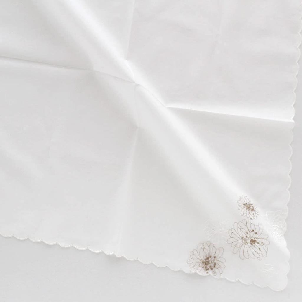 PAUL JOE ACCESSOIRES Handkerchief Cotton Floral Print & Women's (100% / Approx. 45cm) (White)