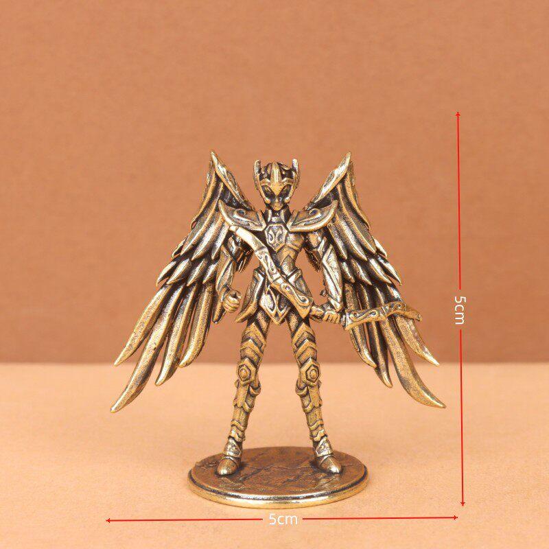 Gold Saint Brass Mini Figures Twelve Zodiac Saint Seiya Ornament Cartoon Model Desktop Decoration Copper Gift