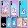 Unicorn Cartoon Cute Phone Case For Samsung S24,S21,S22,S23,S30,Ultra,S20,Plus,Fe,Lite,Note,10,9,5G Black Soft Cover