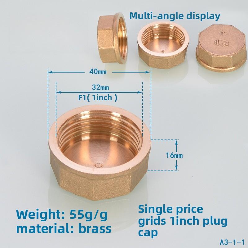 1/2'' 3/4'' 1 Inch Female/maleThread Pipe Cap Plug Copper Water Tube End Cover Plumbing Fitting
