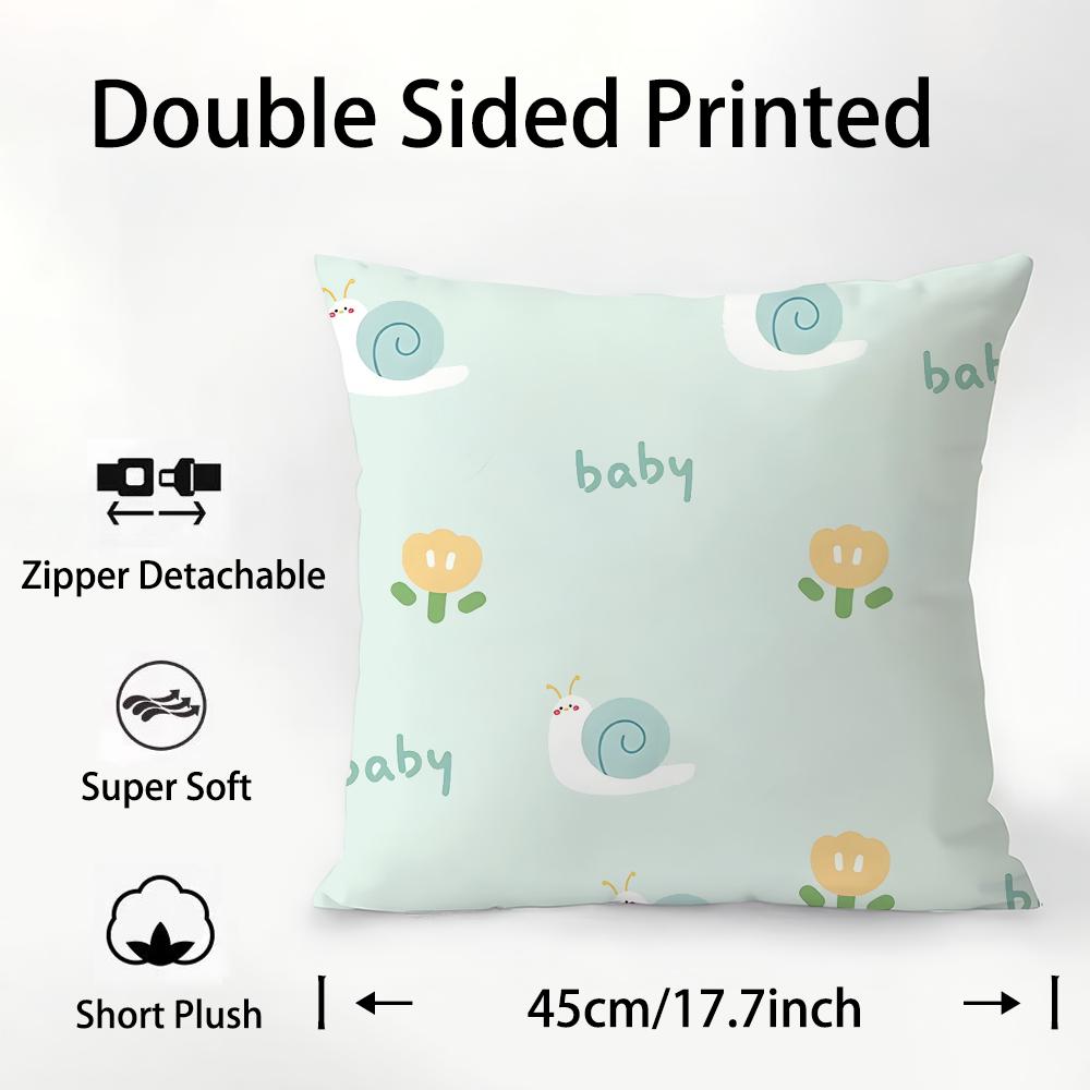 Cartoon Fresh Print Pillow Case Plush Fabric Soft Double Sided Print Sofa Cushion Cover Throw Pillow Covers