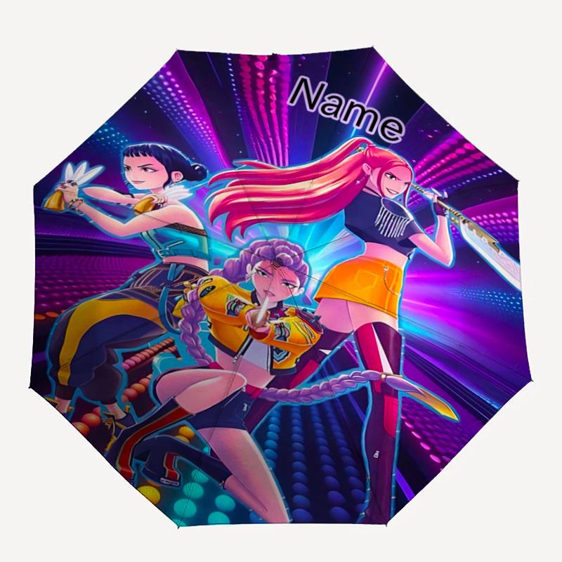 

1PC KPop Hunters Custom Name Automatic Open/Close, 8-Rib Durable Frame Compact Travel Umbrella for Men & Women D1222082