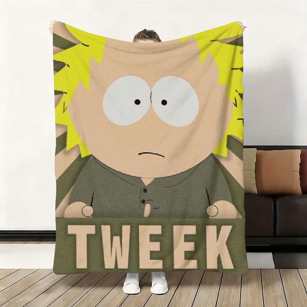 Cute S-South Cartoon P-Park Throw Flannel Fluffy Soft Blanket Warm Skin-Friendly Throw for Sofa Bed Office Nap Winter