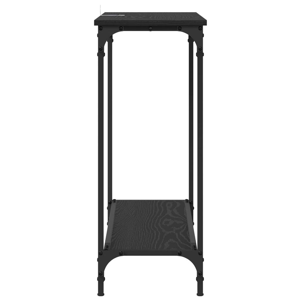 Console Table with Shelf Black Oak Effect 101 X 30.5 X 75 Cm
