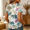 Women's Casual V Neck Short Sleeve Hawaiian Print Top T Shirt Lightweight Summer Blouse Relaxed Fit Soft Fabric