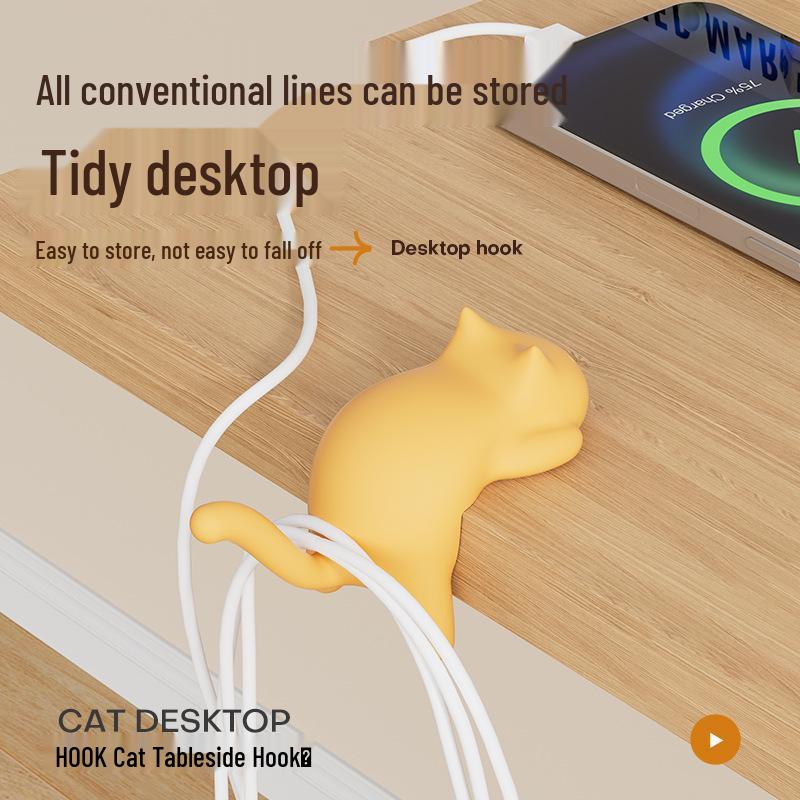 Seamless No-Punch Cat Backpack Hook: Multifunctional Student Desk Bag Hanger