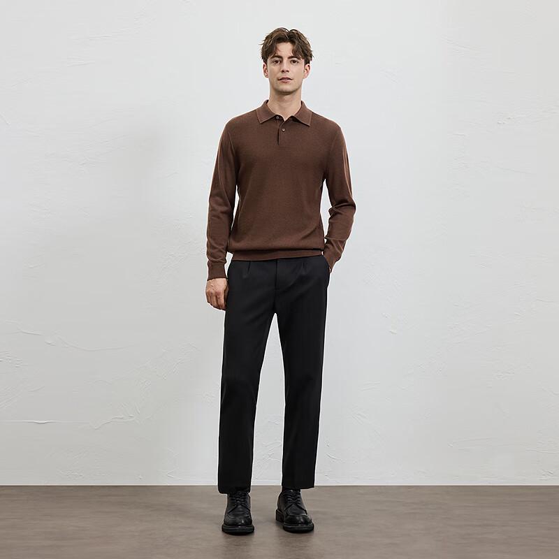 EMZ Herren Herbst Wollpullover mit Hemdkragen