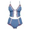 1011 Swimsuit Women's Split Suit Sexy Spice Girl High Waist Belly Cover Vintage Plaid Seaside Vacation Swimsuit Pure Desire