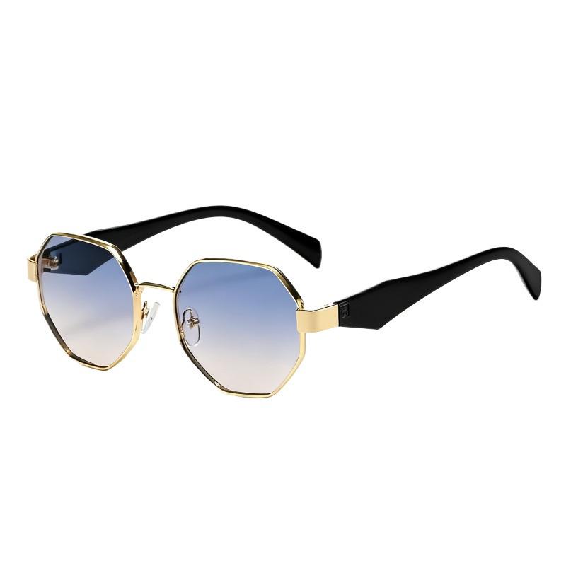 

New European and American fashion versatile metal sunshade sunglasses personalized polygon Internet celebrity sunglasses women