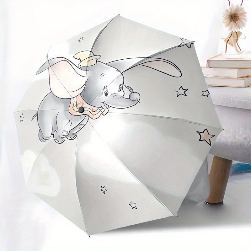 Dumbo Theme Automatic Compact Folding Cute Umbrella - Portable and Durable, 8-Bone Iron Umbrella for All Weather0707078