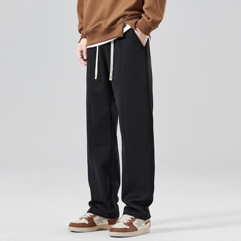 Men Drawstring Waist Loose Fit Straight Leg Casual Pants Streetwear Trousers