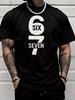 Simple Minimalist Six Seven Number Letter Graphic Print Unisexs Crew Neck Short Sleeve Tee Casual Daily Soft Basic Wear Fashion Top