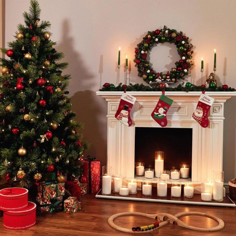 Großer Weihnachtsstrumpf Weicher Stoff Hängende Socke Feiertagsparty Geschenketasche Dekoration Für Weihnachtsbaumschmuck Kamine