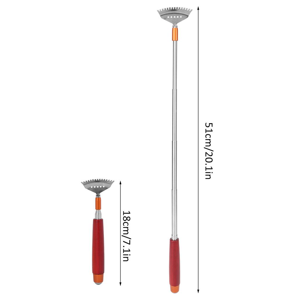 Extendable Back Scratcher Massager Telescopic Multifunctional Wooden Handle Stainless Steel Claw Roller Bead Massager