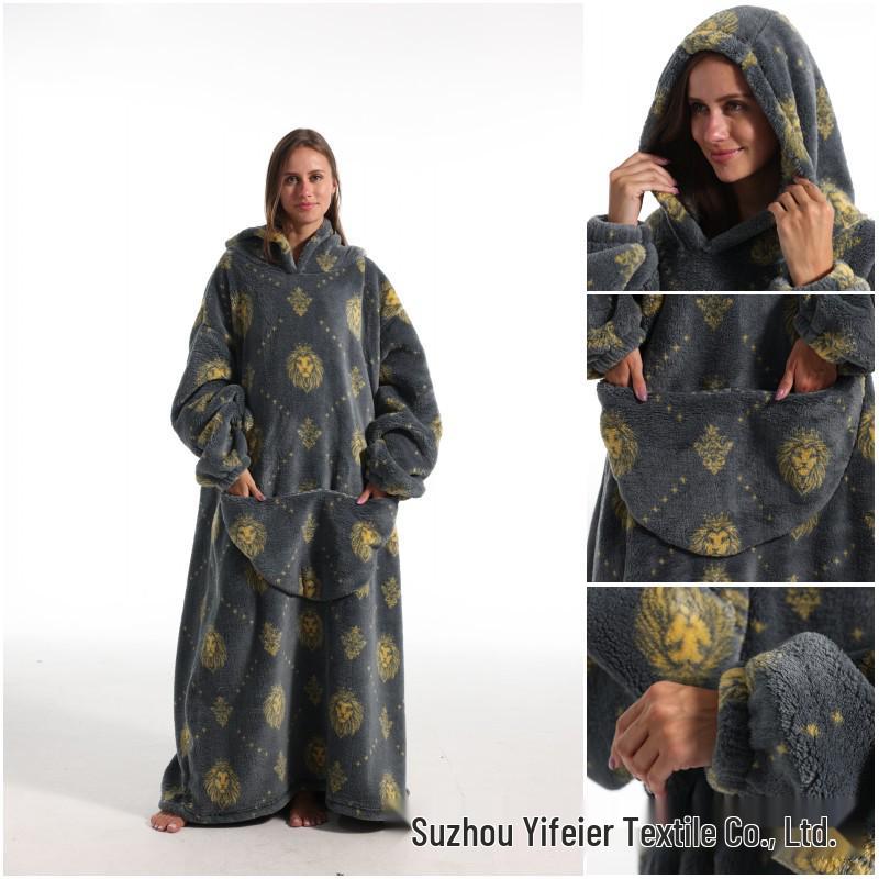 2023 Hooded Oversized Flannel Blanket Clothing for Men & Women – Extended Length for Warmth