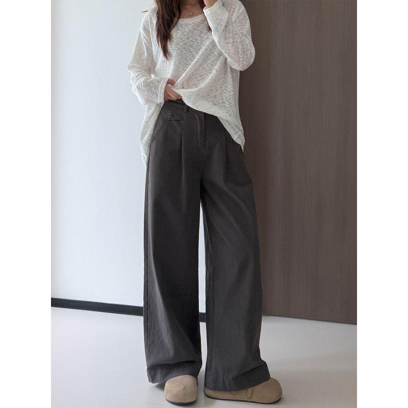 

High-Waisted Loose-Fitting Straight-Leg Casual Pants for Women, Summer New Style, Slimming Wide-Leg Pants for Plus-Size Girls Distant mountain ash XL(Suggestion 60-70kg)