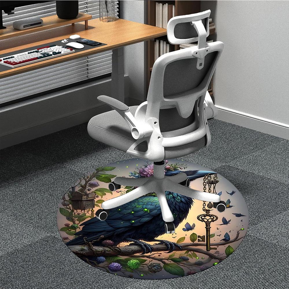 

1pc Raven Print Chair Carpet for Office Non-Slip, Machine Washable Rug for Office, Sleeping, Room - Holiday Decor 80cm by 80cm
