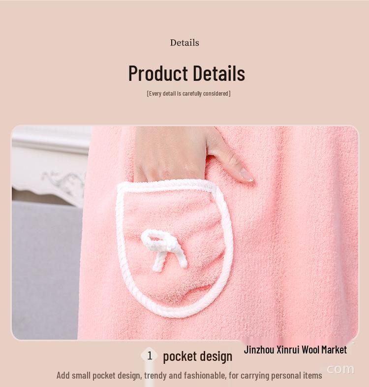 Women's Thickened Coral Fleece Bath Skirt - Soft, Absorbent, No Shedding, Wearable Towel Bathrobe for Adults