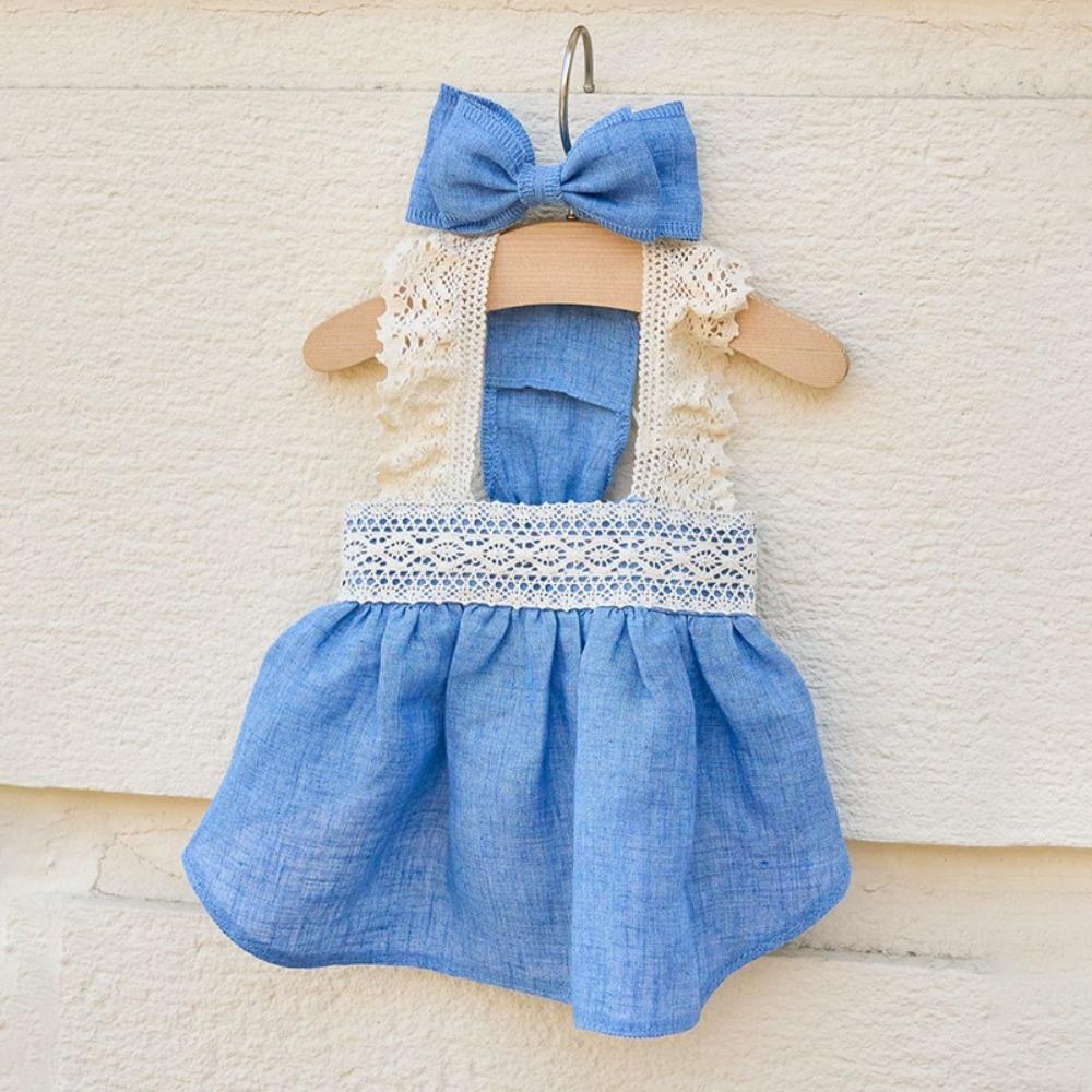 

Lace Pet Lace Denim Dress Soft Cat Princess Skirt Pet Supplies Pet Clothes Kittens XS светло-синий